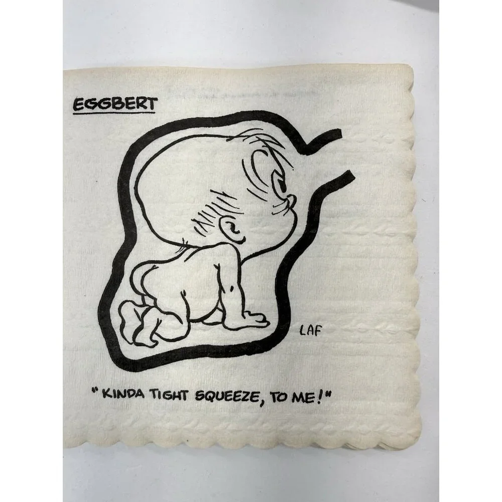 Vintage 1959 Eggbert  LAF Cartoon Cocktail Napkins Complete Set In Original Box